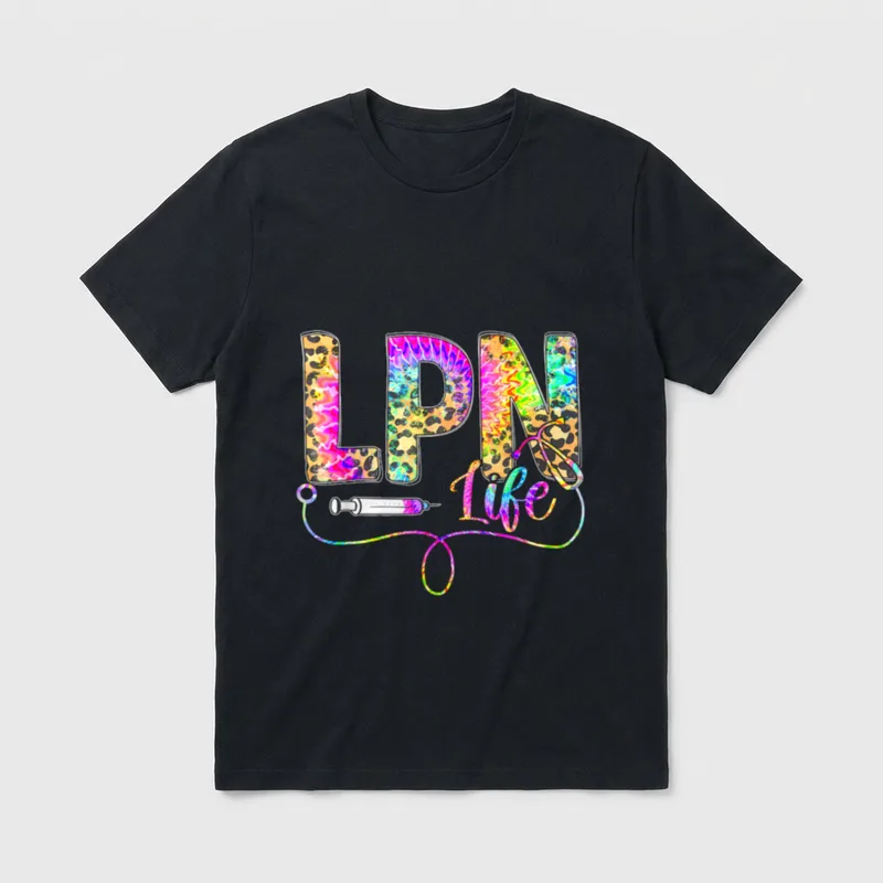 Leopard Tie Dye LPN Life Nurse T-Shirt – Classic T-Shirt in Black