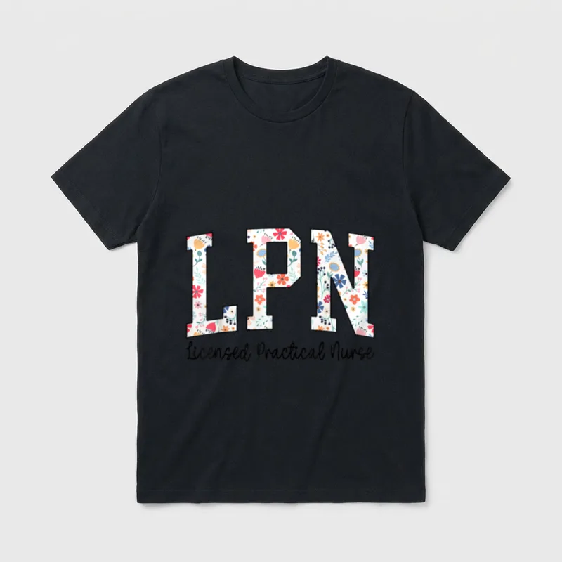 LPN Nurse Licensed Practical Nursing Flower T-Shirt – Classic T-Shirt in Black