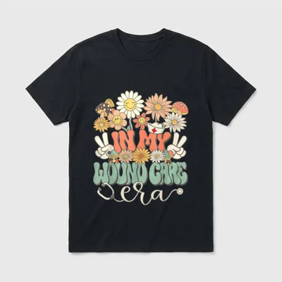 Wound Care Era Nurse Floral Hippie T-Shirt – IN MY WOUND CARE era – Classic T-Shirt in Black