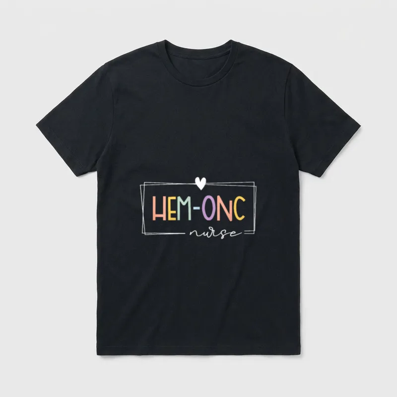 Hem-Onc Hematology Oncology Pediatric Rainbow Nurse T-Shirt – Classic T-Shirt in Black