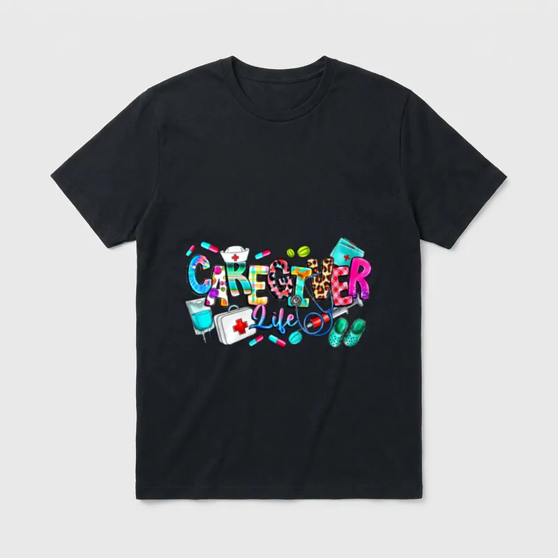 Leopard Caregiver Life Nurse Restorative Aide T-Shirt – Classic T-Shirt in Black