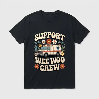 Woo Crew Retro EMS EMT Nurse T-Shirt – Classic T-Shirt in Black