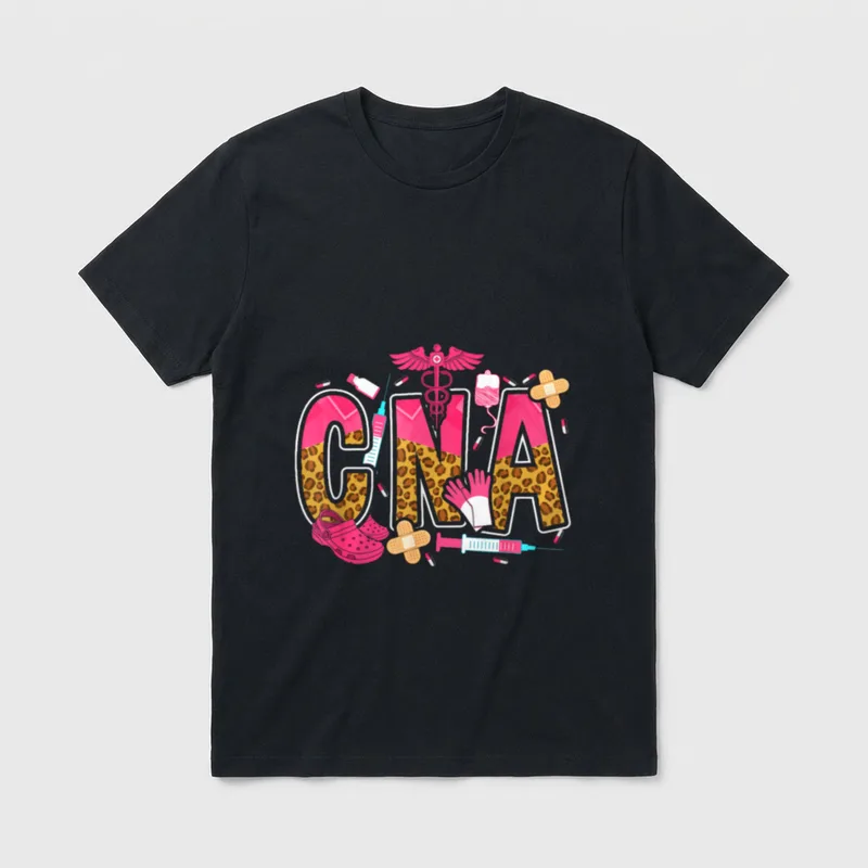 Floral Leopard Cowhide CNA Certified Nursing T-Shirt – Classic T-Shirt in Black