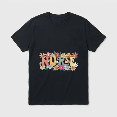 Groovy Nurse Flower Nursing Happy Week T-Shirt – Classic T-Shirt in Black