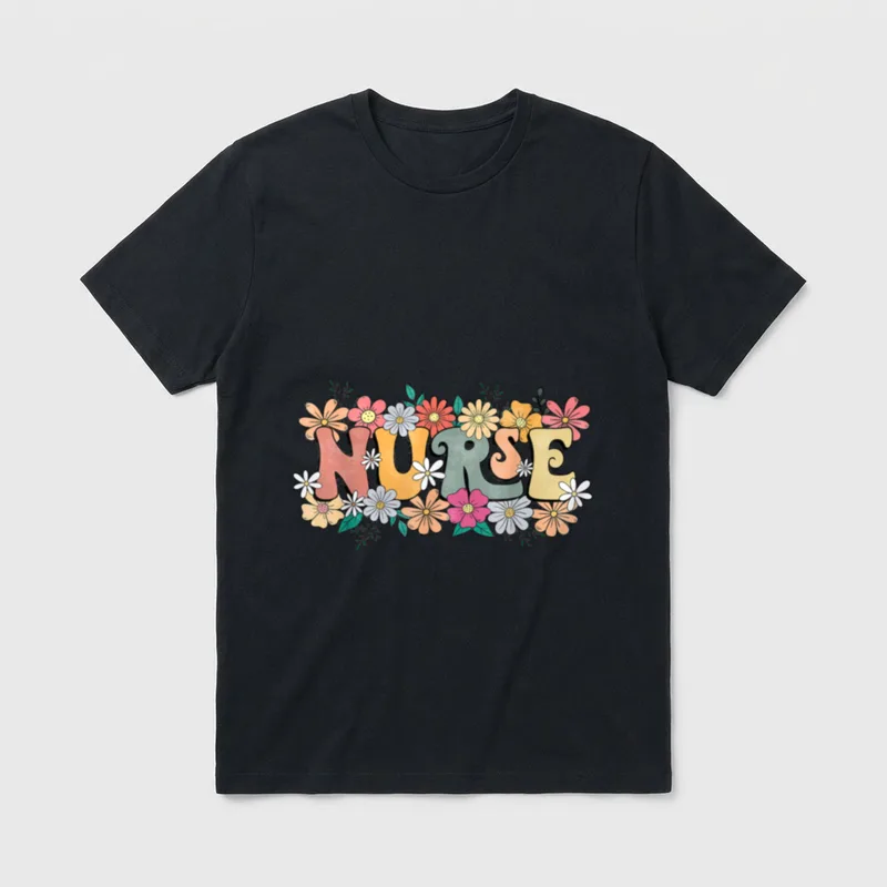 Groovy Nurse Flower Nursing Happy Week T-Shirt – Classic T-Shirt in Black