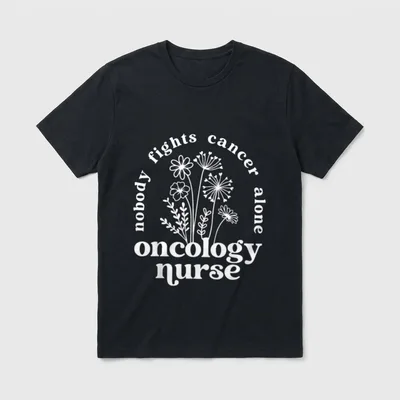 Nobody Fights Cancer Alone Oncology Retro T-Shirt – nobody fights cancer alone oncology nurse – Classic T-Shirt in Black