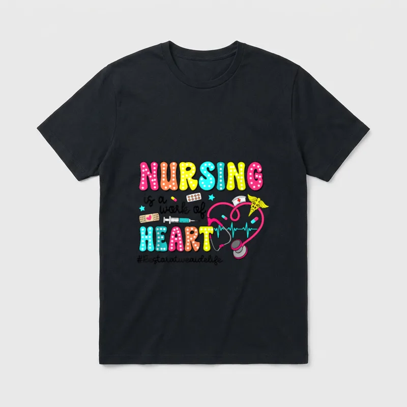 Nursing Is a Work of Retro T-Shirt – Classic T-Shirt in Black