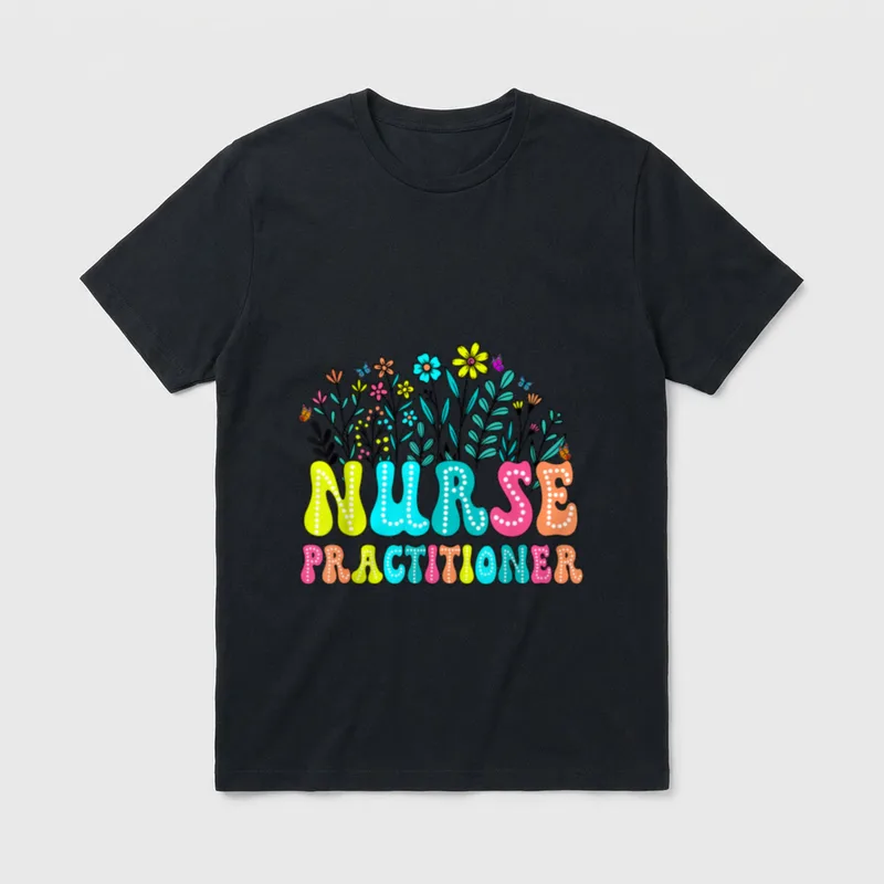Nurse Practitioner Week Groovy Wildflower T-Shirt – Classic T-Shirt in Black