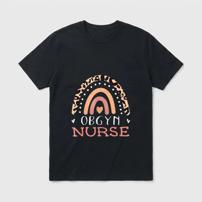 OBGYN Nurse Leopard Rainbow Gynecology Obstetrics T-Shirt – Classic T-Shirt in Black