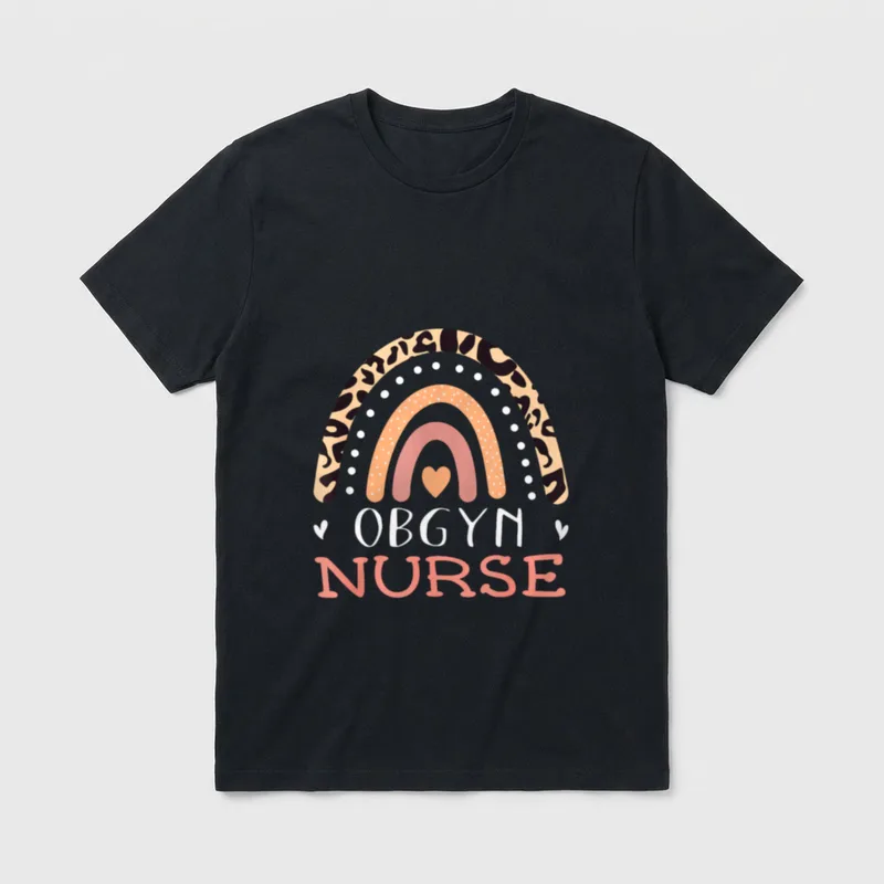OBGYN Nurse Leopard Rainbow Gynecology Obstetrics T-Shirt – Classic T-Shirt in Black