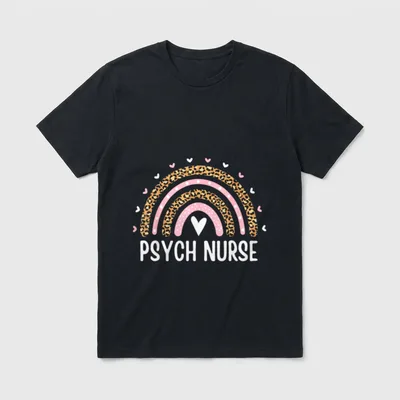 Psych Nurse Nursing Leopard Rainbow Psychiatric T-Shirt – Classic T-Shirt in Black