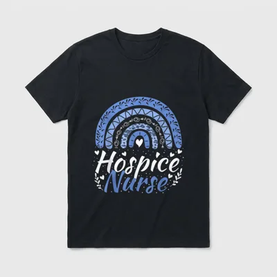Hospice Nurse Leopard Rainbow RN Nursing T-Shirt – Classic T-Shirt in Black