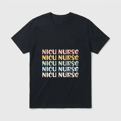 NICU Nurse ICU Neonatal Rainbow Retro T-Shirt – Classic T-Shirt in Black