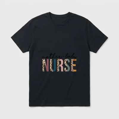 Mother Baby Nurse Colorful Leopard T-Shirt – Classic T-Shirt in Black