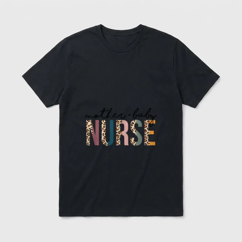 Mother Baby Nurse Colorful Leopard T-Shirt – Classic T-Shirt in Black