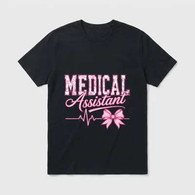 Floral Pink Nurse Coquette Bow Medical T-Shirt – Classic T-Shirt in Black