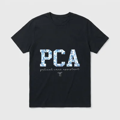 Floral Patient Care Assistant PCA Healthcare T-Shirt – Classic T-Shirt in Black
