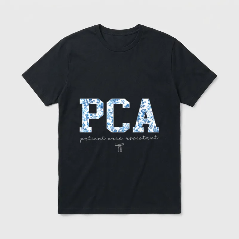 Floral Patient Care Assistant PCA Healthcare T-Shirt – Classic T-Shirt in Black