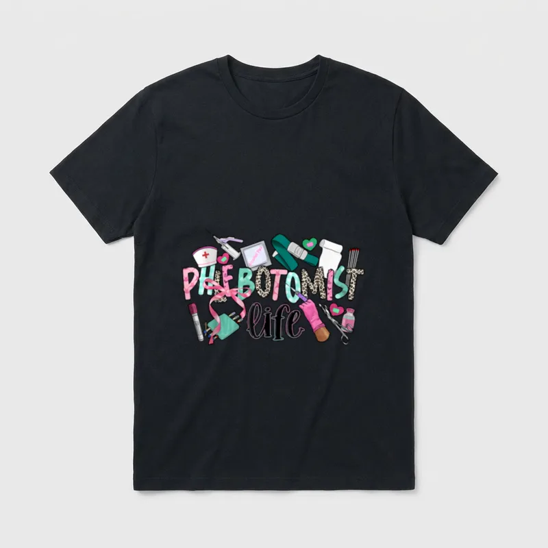 Phlebotomist Life Leopard Coquette Phlebotomy Nurse T-Shirt – Classic T-Shirt in Black