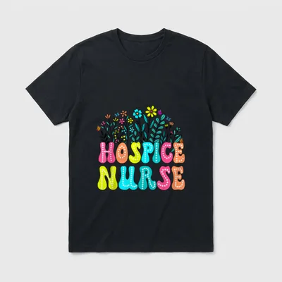 Hospice Nurse Week Groovy Wildflower Appreciation T-Shirt – Classic T-Shirt in Black