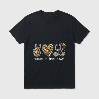 Peace Love MDS Coordinator Nurse Leopard T-Shirt – Classic T-Shirt in Black