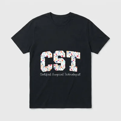Floral Certified Surgical Technologist CST Nurse T-Shirt – Classic T-Shirt in Black
