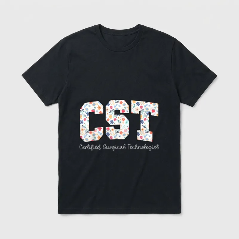 Floral Certified Surgical Technologist CST Nurse T-Shirt – Classic T-Shirt in Black