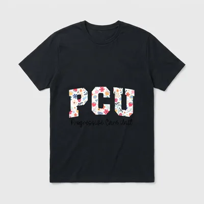 Floral Progressive Care Unit Nurse Flower T-Shirt – Classic T-Shirt in Black