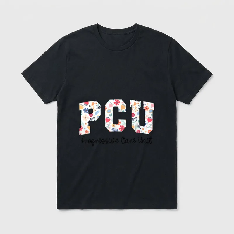 Floral Progressive Care Unit Nurse Flower T-Shirt – Classic T-Shirt in Black