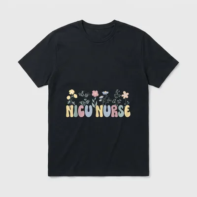 Groovy NICU Nurse Flowers Nursing Neonatal T-Shirt – Classic T-Shirt in Black