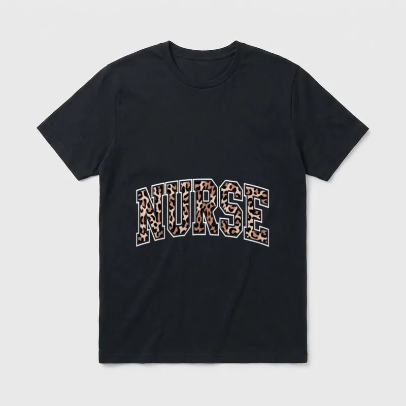 Registered Nurse Retro Leopard T-Shirt – Classic T-Shirt in Black
