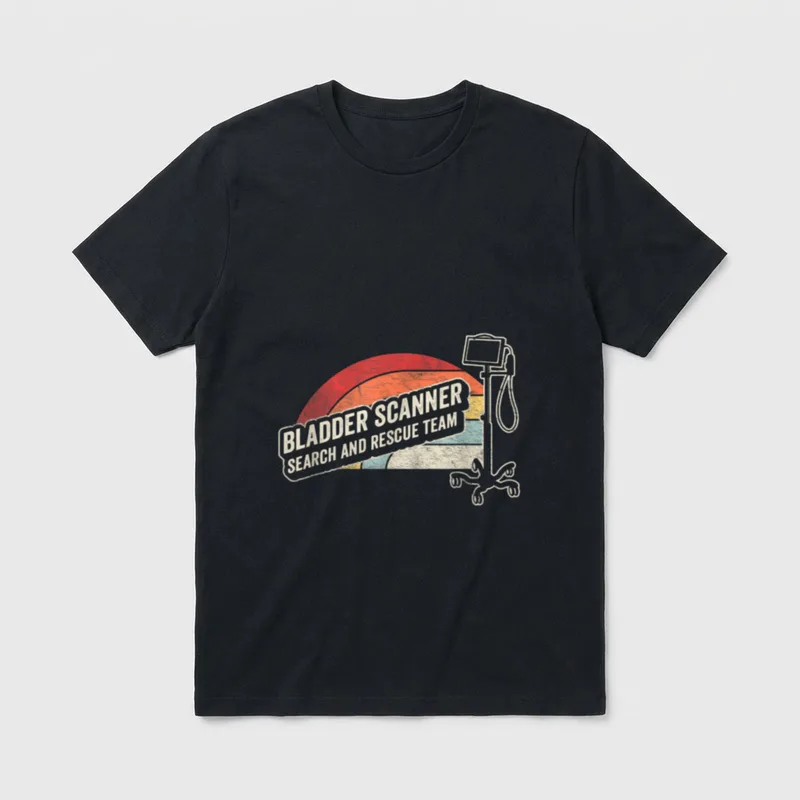 Retro Vintage Funny Nurse T-Shirt – BLADDER SCANNER SEARCH AND RESCUE TEAM – Classic T-Shirt in Black
