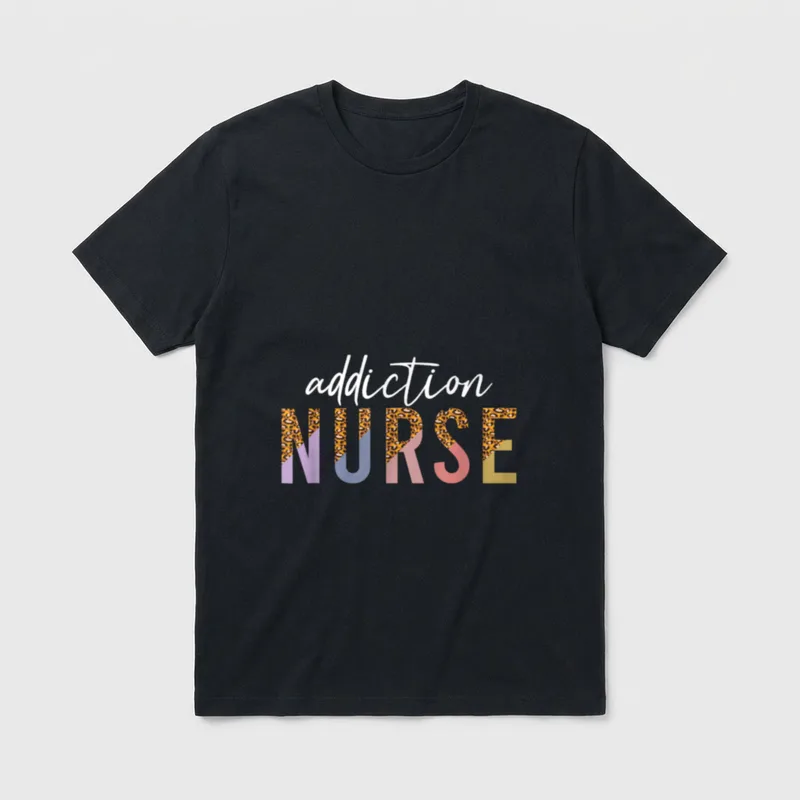 Addiction Recovery Nurse Rehab Leopard Print T-Shirt – Classic T-Shirt in Black