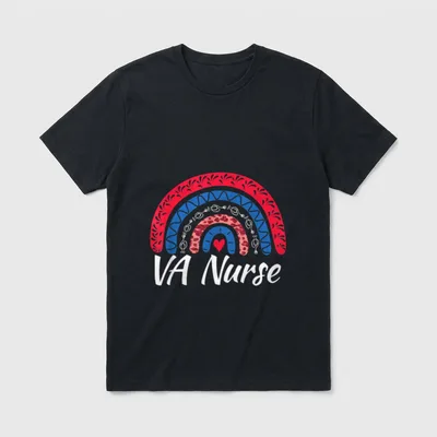 Rainbow Leopard VA Nurse Veteran RN T-Shirt – Classic T-Shirt in Black