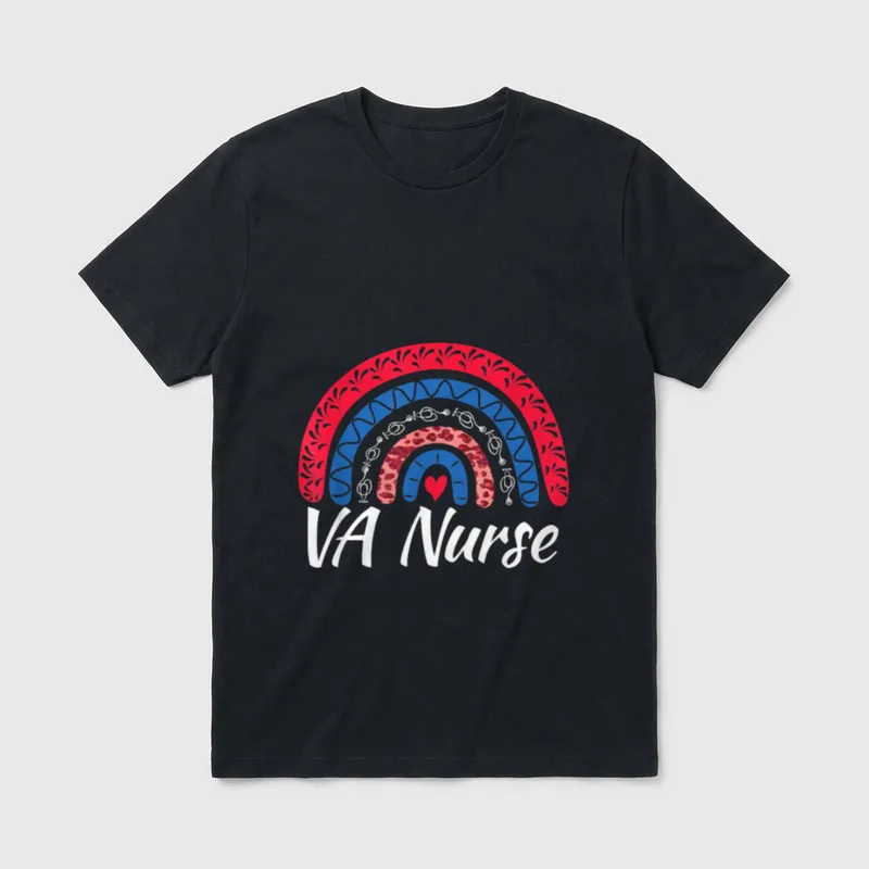 Rainbow Leopard VA Nurse Veteran RN T-Shirt – Classic T-Shirt in Black