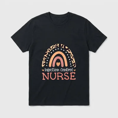 Infection Control Nurse Leopard Rainbow Appreciation T-Shirt – Classic T-Shirt in Black