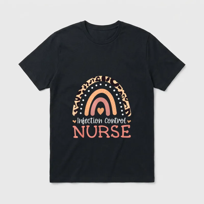 Infection Control Nurse Leopard Rainbow Appreciation T-Shirt – Classic T-Shirt in Black