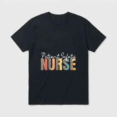 Patient Safety Nurse Leopard Pattern Healthcare T-Shirt – Classic T-Shirt in Black