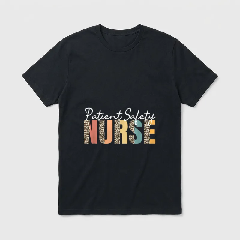 Patient Safety Nurse Leopard Pattern Healthcare T-Shirt – Classic T-Shirt in Black