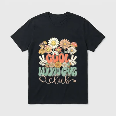 Wound Care Club Floral Hippie Groovy T-Shirt – Classic T-Shirt in Black
