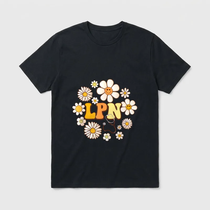 Face Flowers LPN Licensed Practical Nurse T-Shirt – Classic T-Shirt in Black