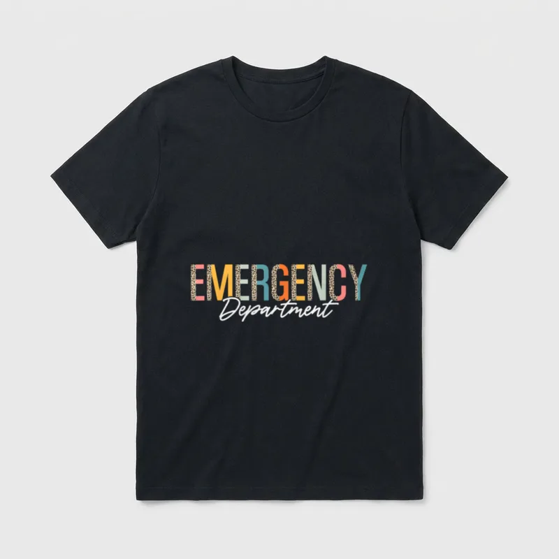 Emergency Department Room Nursing Retro Leopard T-Shirt – Classic T-Shirt in Black