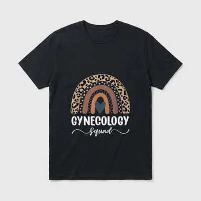Leopard Rainbow Gynecology Nurse Team T-Shirt – Classic T-Shirt in Black