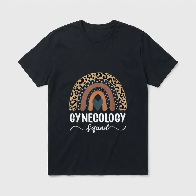 Leopard Rainbow Gynecology Nurse Team T-Shirt – Classic T-Shirt in Black