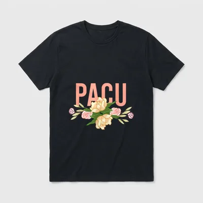 PACU Floral Bar Retro Post Anesthesia T-Shirt – Peach PACU text over yellow and pink roses – Classic T-Shirt in Black