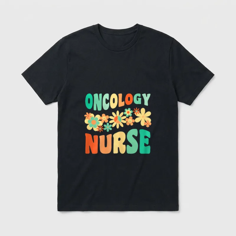 Oncology Nurse Registered Floral Cute Groovy T-Shirt – Classic T-Shirt in Black