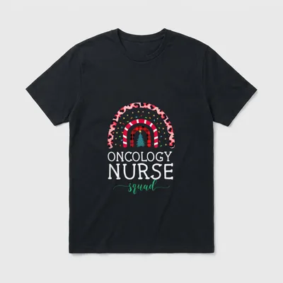Boho Christmas Leopard Rainbow Oncology Nurse T-Shirt – Classic T-Shirt in Black