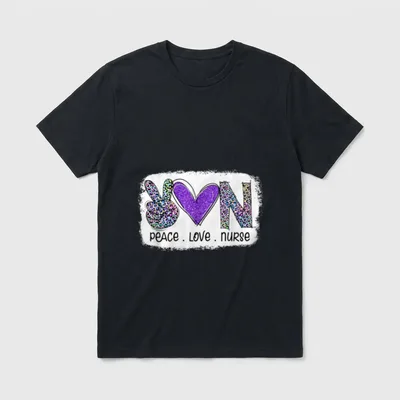 Peace Love Nurse Funny Nursing Leopard T-Shirt – Classic T-Shirt in Black