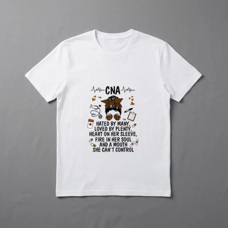 Ph Leopard Messy Bun Nurse CNA T-Shirt – Classic T-Shirt in Black