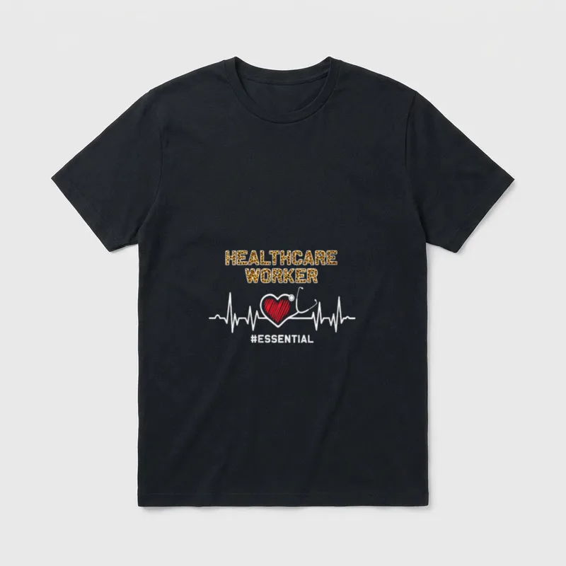 Healthcare Worker Essential Heartbeat Nursing T-Shirt – Classic T-Shirt in Black